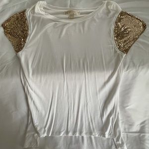 White with gold sleeve Michael kors top